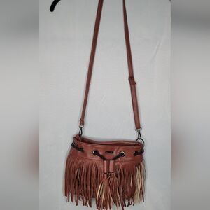 Brown Leather Fringe Crossbody Bag